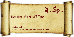 Mauks Szalóme névjegykártya